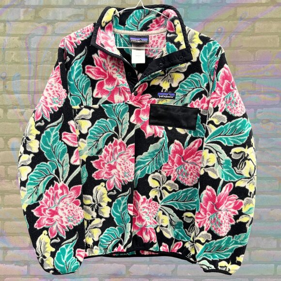 Patagonia Tops - [SOLD] Vintage Patagonia Floral Snap-T Fleece Y2K Pullover – Bold Floral Print